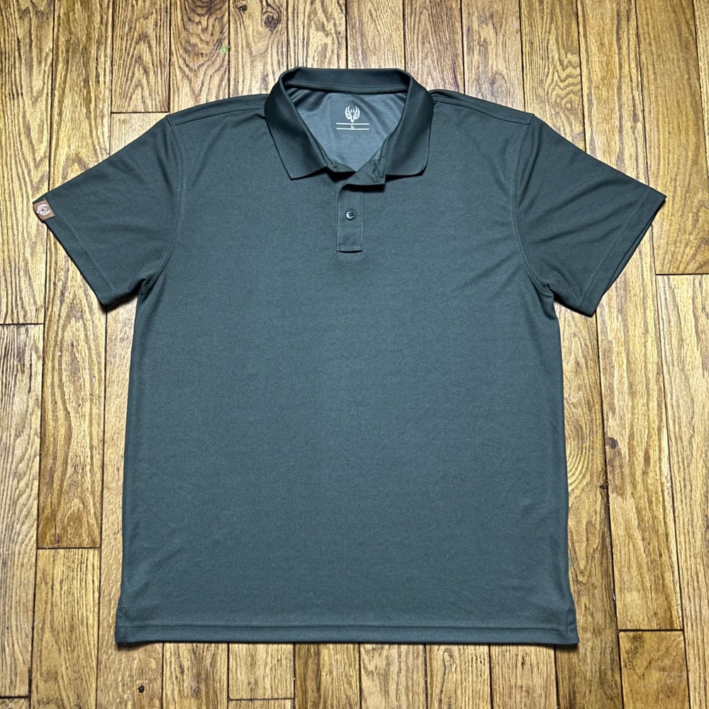 Mens Polo Shirt Large Dark Olive Green Short Sleeve Golf